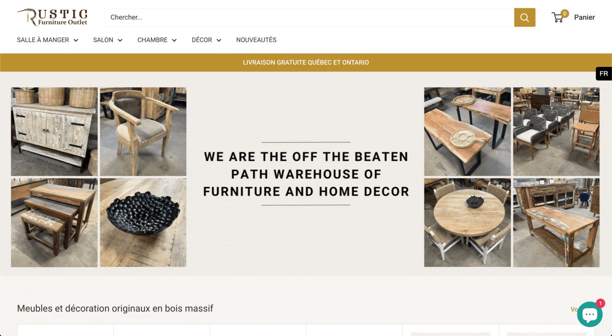 Rustic Furniture Outlet dashboard